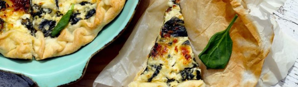 Quiche with spinach and cottage cheese